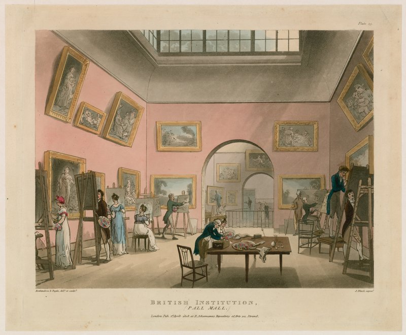 Britská instituce, Pall Mall od Thomas Rowlandson