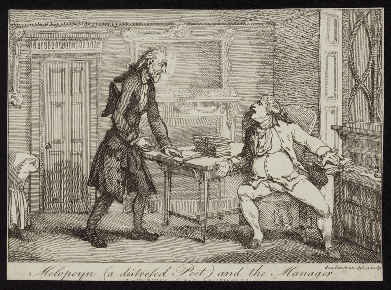 Melopoyn, zoufalý básník a manažer od Thomas Rowlandson