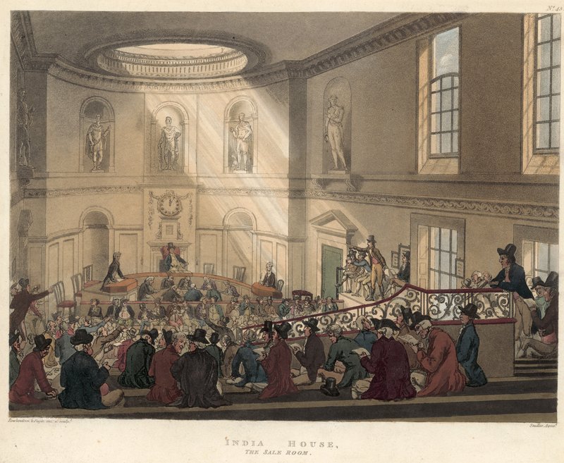 Prodejní místnost, East India House od Thomas Rowlandson