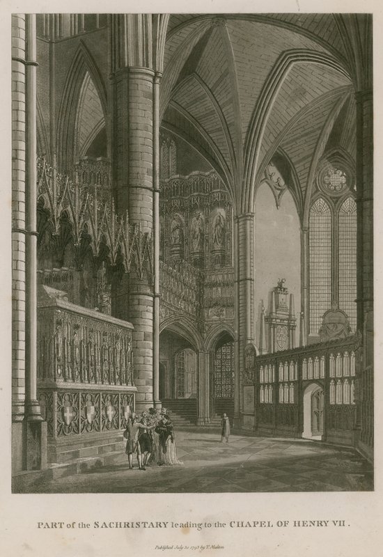 Část sachristie vedoucí ke kapli krále Jindřicha VII., Westminster Abbey, Londýn od Thomas Snr. Malton