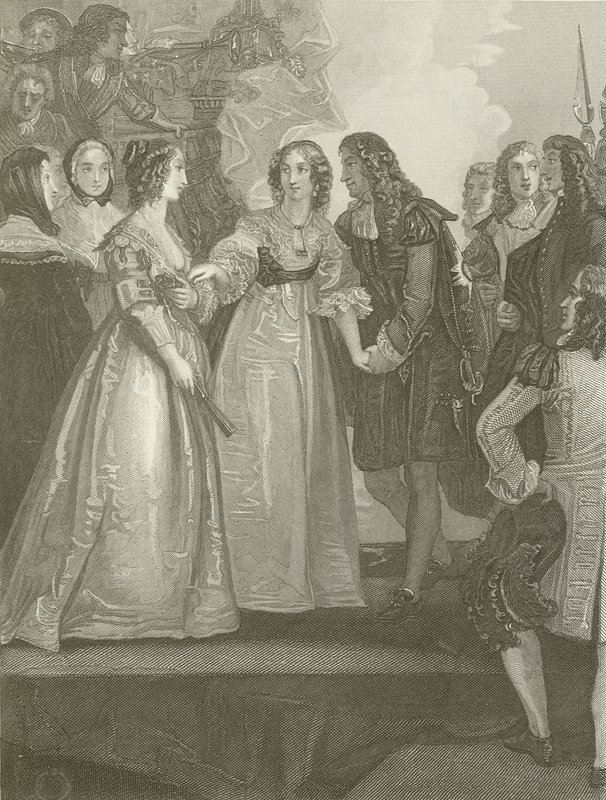 Karel II. přijímá vévodkyni Orleánskou v Doveru od Thomas Stothard