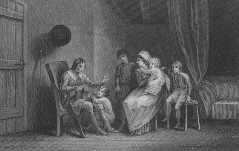 Christian vyjadřuje své obavy své rodině od Thomas Stothard