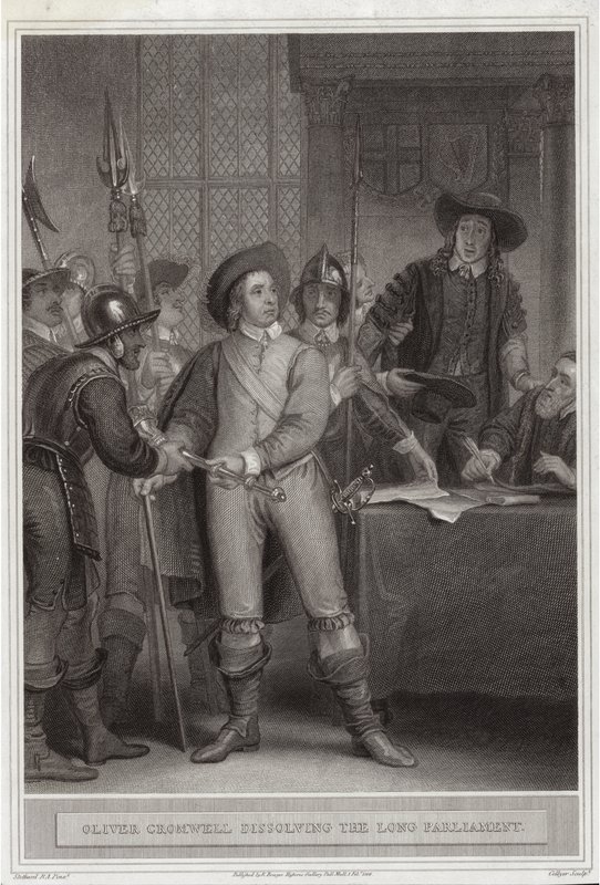 Oliver Cromwell (1599-1658) rozpuštění Dlouhého parlamentu od Thomas Stothard