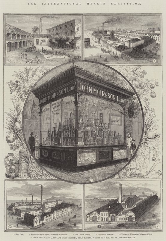 The International Health Exhibition, Cinned Provisions, Army and Navy Ratios, atd., Messers J Moir and Son, 148, Leadenhall-Street od Thomas Sulman