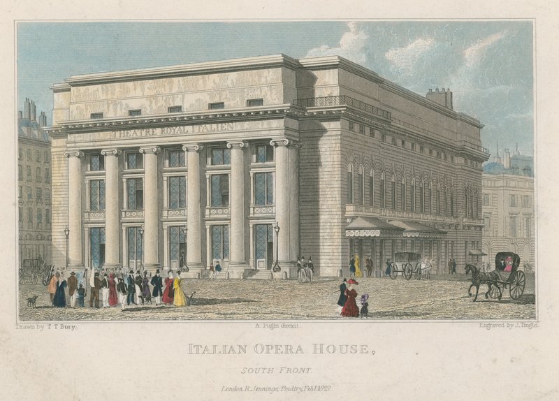 Italská opera, jižní fronta, Londýn od Thomas Talbot Bury