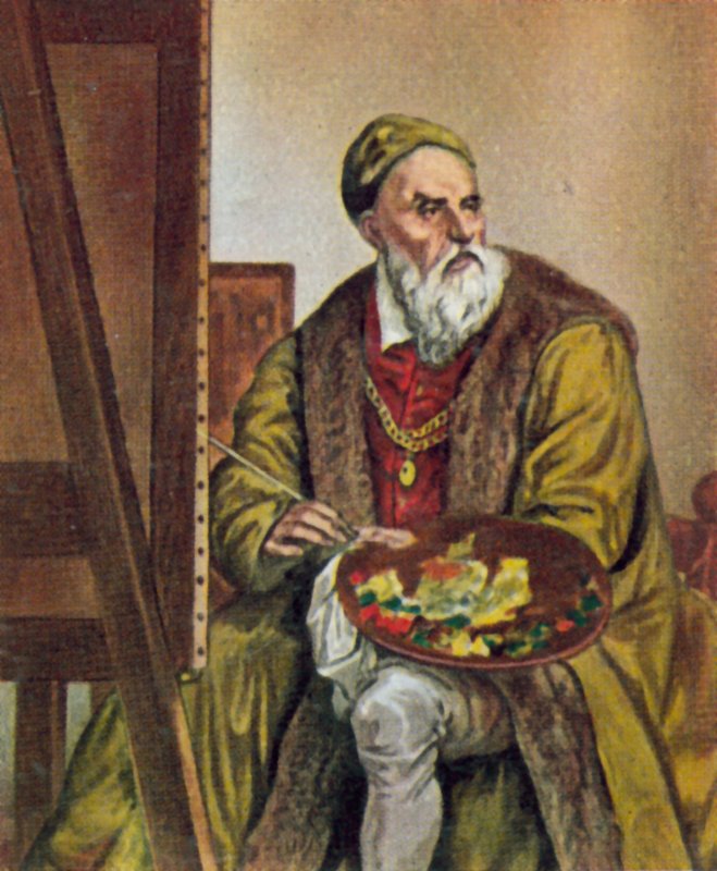 Tizian, italský malíř (barevná litografie) od Titian (c.1488 1576) (after)