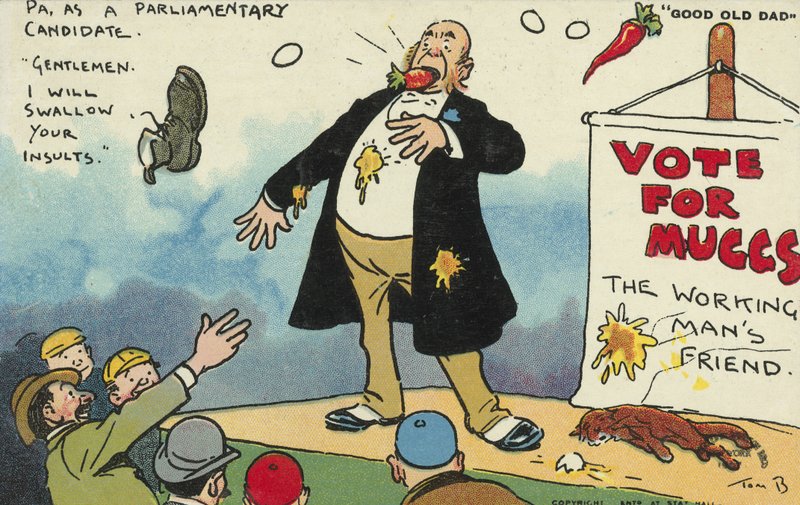 Dav hecující kandidáta na poslance od Tom Browne
