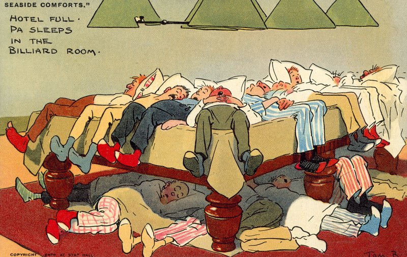 Hotel Full, Pa spí v kulečníkové místnosti (chromolitho) od Tom Browne