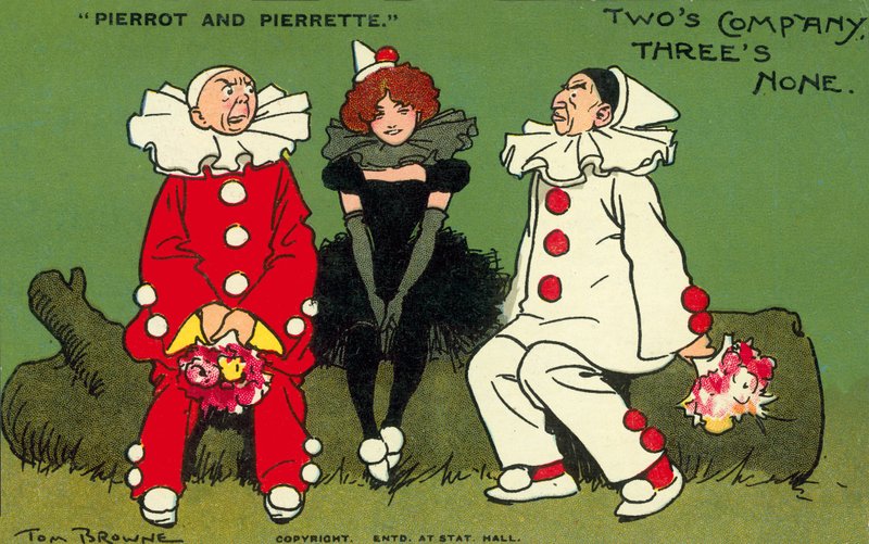 Pierrot a Pierrette (barevná litografie) od Tom Browne