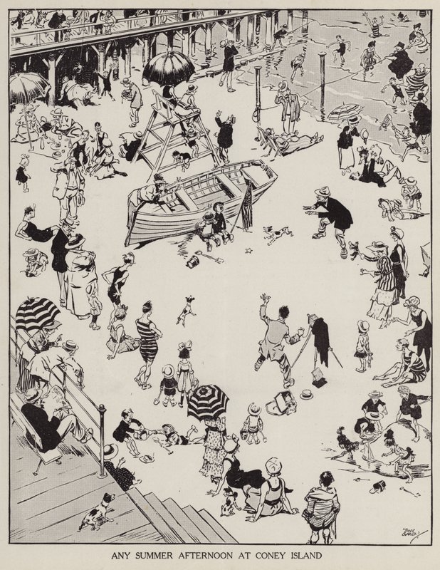 Letní odpoledne na Coney Island (litho) od Tony Sarg