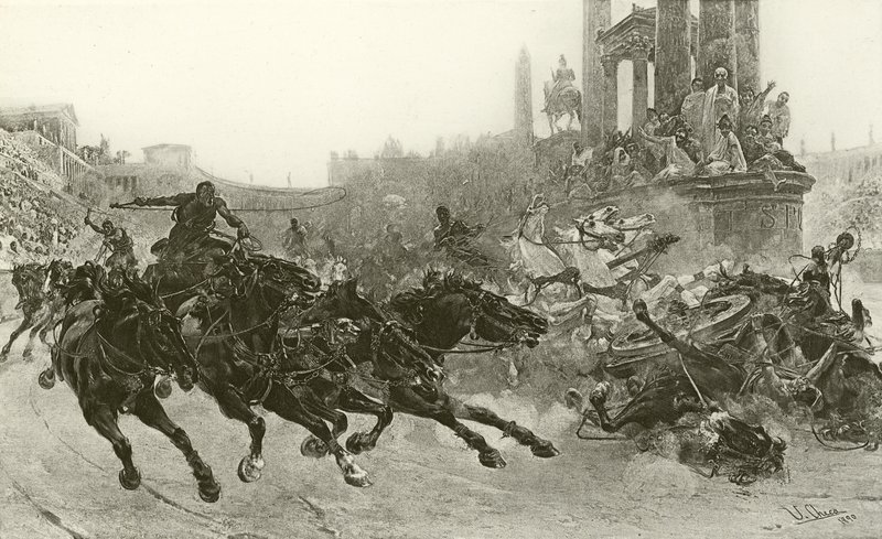 Řím pod Trajanem - Závod vozů (hlubotisk) od Ulpiano Checa y Sanz