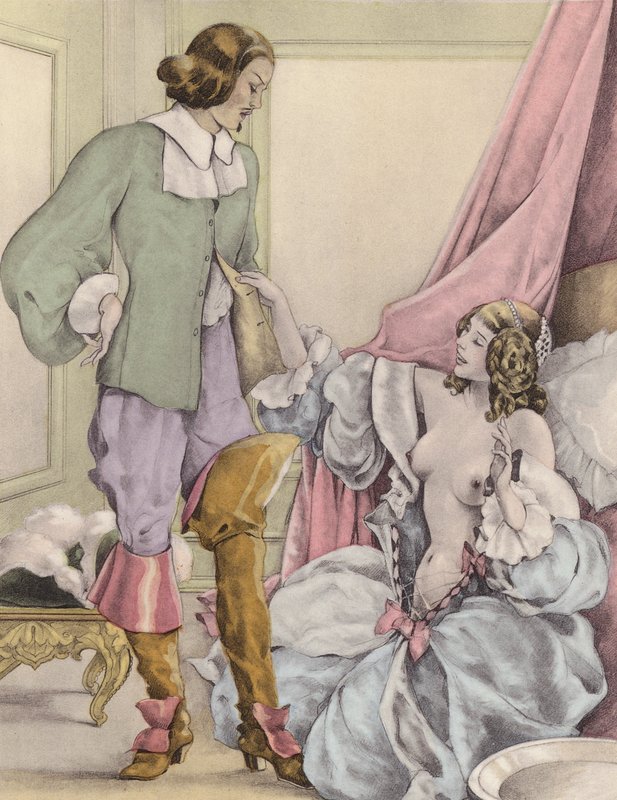 Brunelleschiho ilustrace pro Contes et Nouvelles de La Fontaine (barevná litografie) od Umberto (after) Brunelleschi