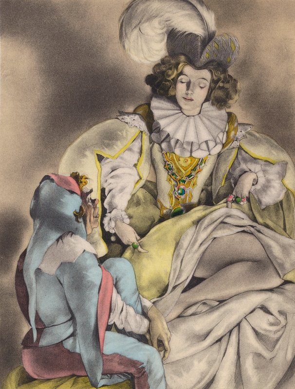 Brunelleschiho ilustrace pro Contes et Nouvelles de La Fontaine (barevná litografie) od Umberto (after) Brunelleschi