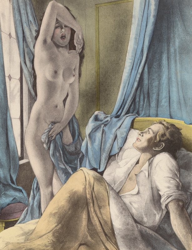Brunelleschiho ilustrace pro Contes et Nouvelles de La Fontaine (barevná litografie) od Umberto (after) Brunelleschi