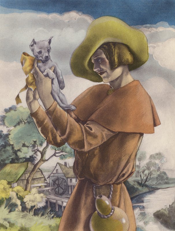 Brunelleschiho ilustrace pro Contes et Nouvelles de La Fontaine (barevná litografie) od Umberto (after) Brunelleschi