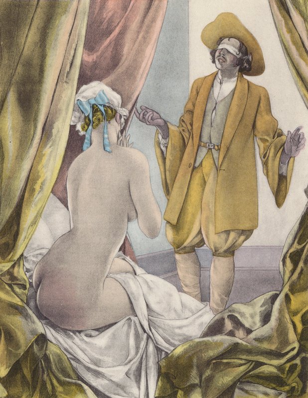 Brunelleschiho ilustrace pro Contes et Nouvelles de La Fontaine (barevná litografie) od Umberto (after) Brunelleschi
