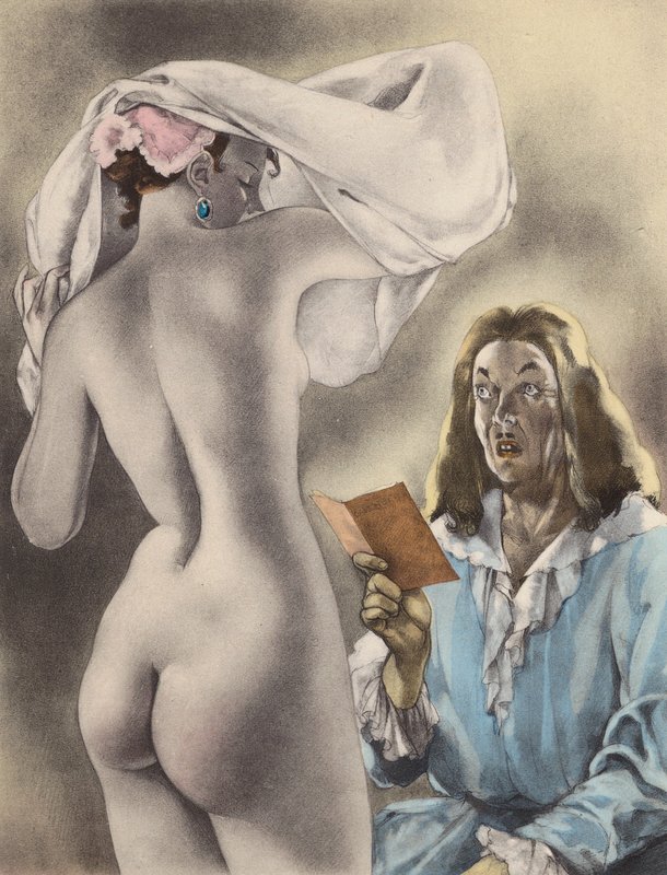 Brunelleschiho ilustrace pro Contes et Nouvelles de La Fontaine (barevná litografie) od Umberto (after) Brunelleschi