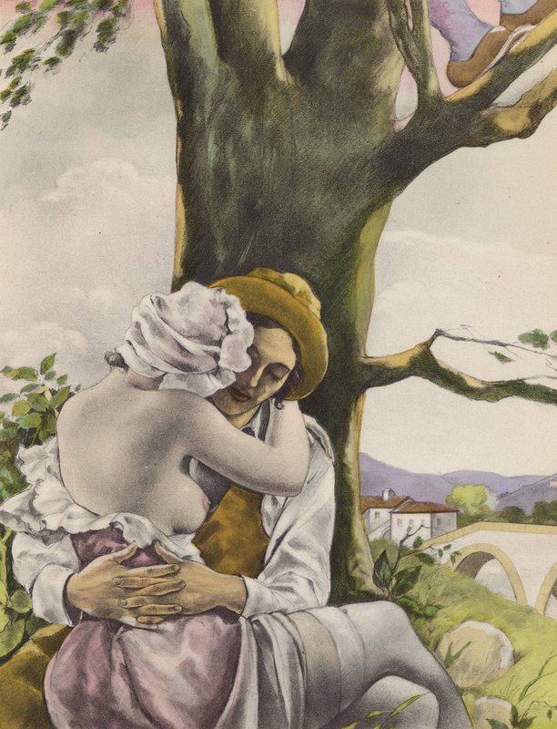 Brunelleschiho ilustrace pro Contes et Nouvelles de La Fontaine (barevná litografie) od Umberto (after) Brunelleschi