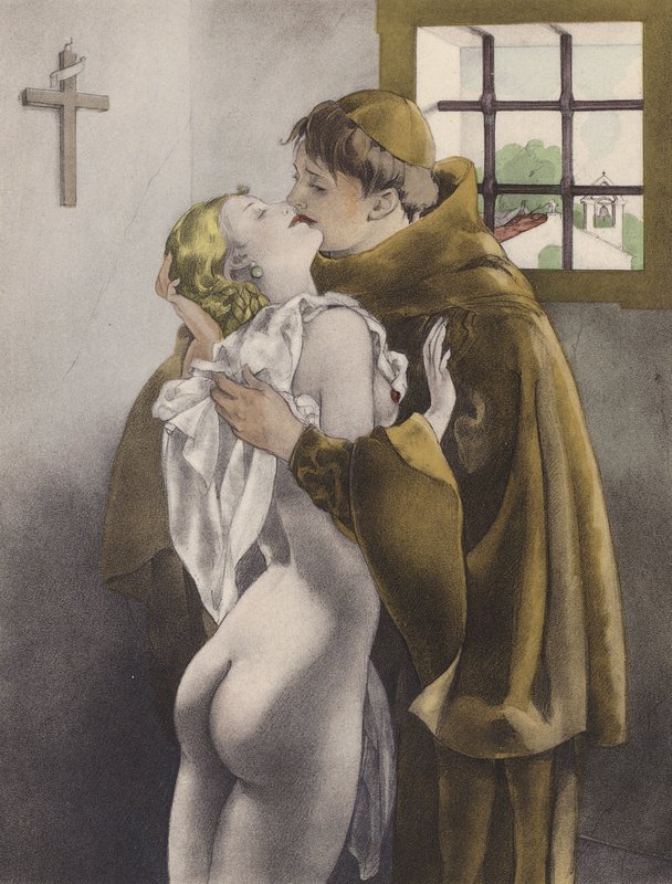 Brunelleschiho ilustrace pro Contes et Nouvelles de La Fontaine (barevná litografie) od Umberto (after) Brunelleschi