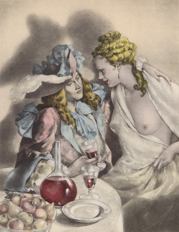 Brunelleschiho ilustrace pro Contes et Nouvelles de La Fontaine (barevná litografie) od Umberto (after) Brunelleschi