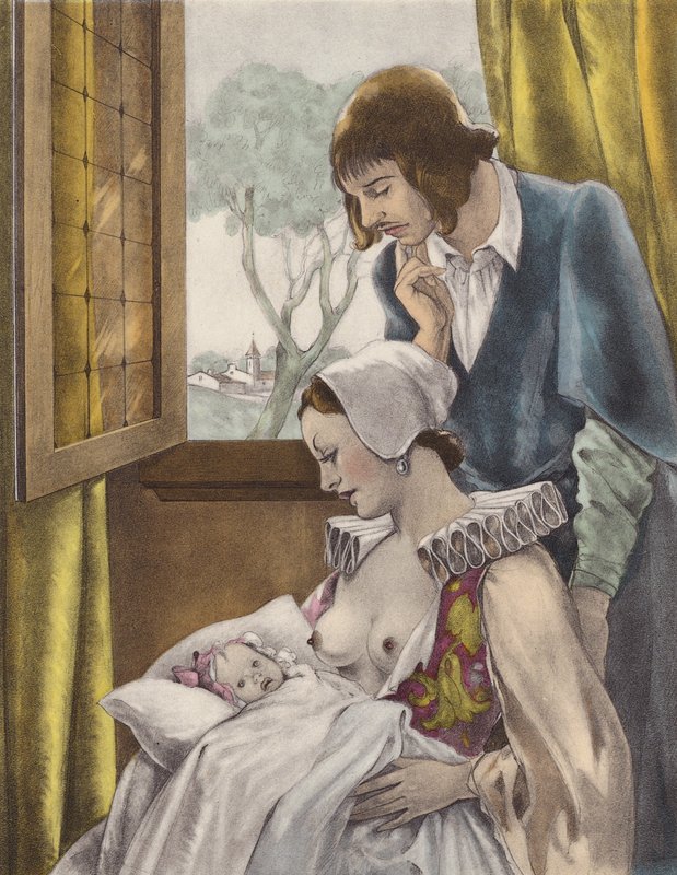 Brunelleschiho ilustrace pro Contes et Nouvelles de La Fontaine (barevná litografie) od Umberto (after) Brunelleschi