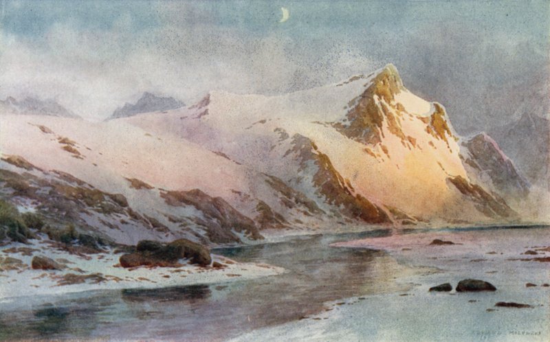 Mountain Glen, před táním sněhu od Unbekannt Unbekannt