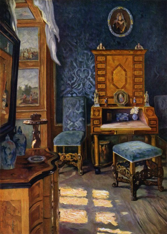 Modrý salon v zámku Weikersheim, Württemberg, barokní výzdoba, asi 1680-1700 od Unbekannt Unbekannt
