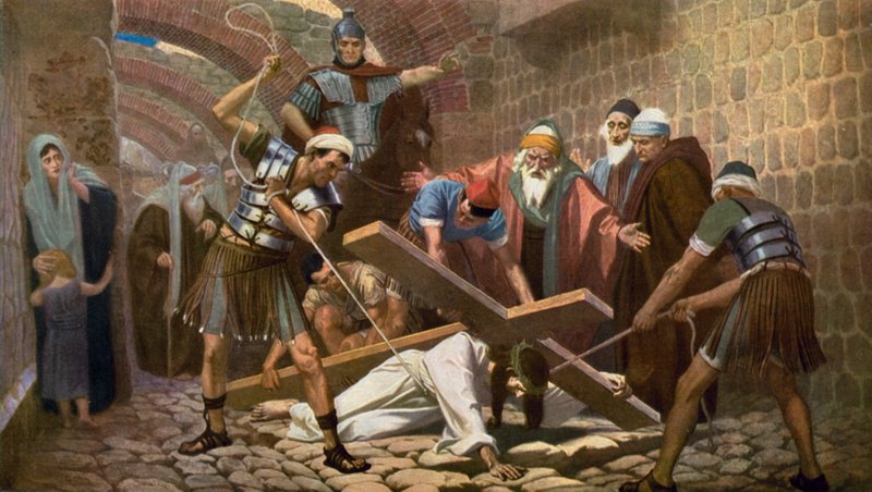 Ježíš padá podruhé, když nese svůj kříž od Unbekannt Unbekannt