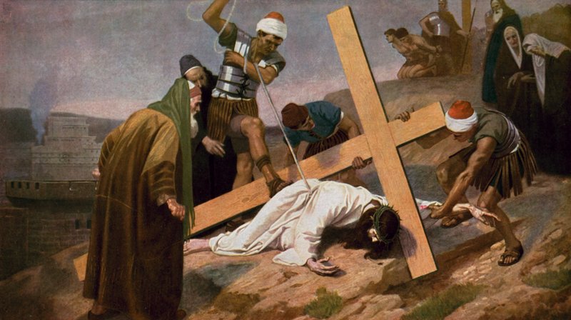 Ježíš padá potřetí, když nese svůj kříž od Unbekannt Unbekannt