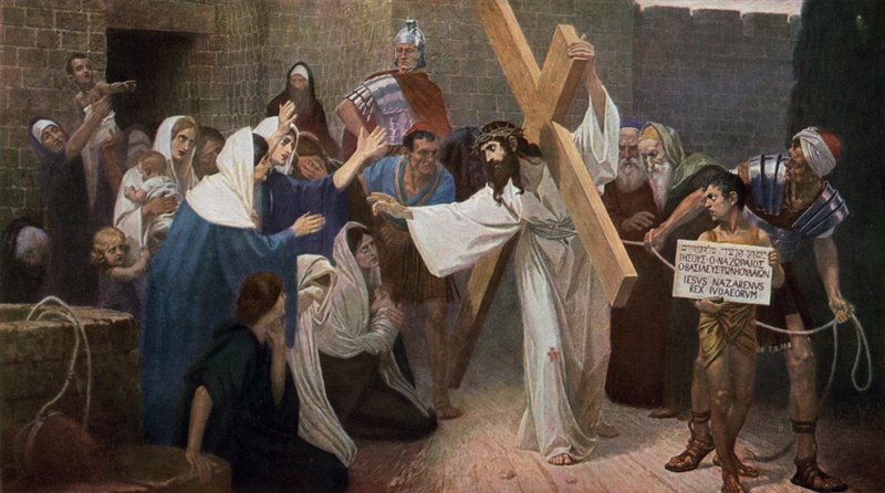 Ježíš se na své cestě ke svému ukřižování setkává s jeruzalémskými ženami od Unbekannt Unbekannt