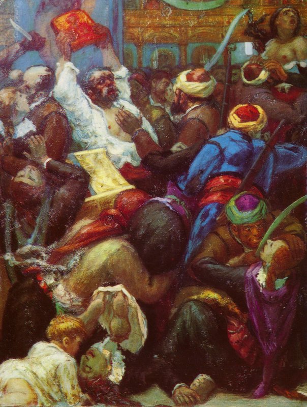 Vraždění křesťanů v kostele v Bataku v Bulharsku osmanskými neregulérními jednotkami od Unknown artist