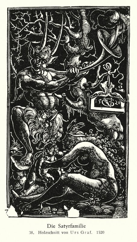Rodina satyrů (dřevořez) od Urs  Graf