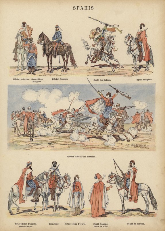 Spahis, koloniální vojáci francouzské armády (barva litho) od Victor Armand Poirson