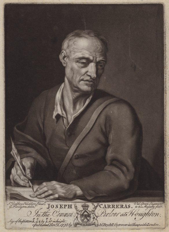 Joseph Carreras, básník a kaplan Kateřiny z Braganzy (mezzotinta) od Valentine Green