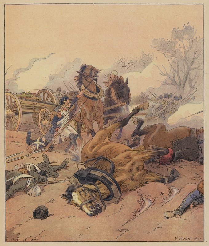 Francouzské jednotky zachycující nepřátelské linie v bitvě u Wissembourgu, francouzské revoluční války, 1793 od Victor Huen