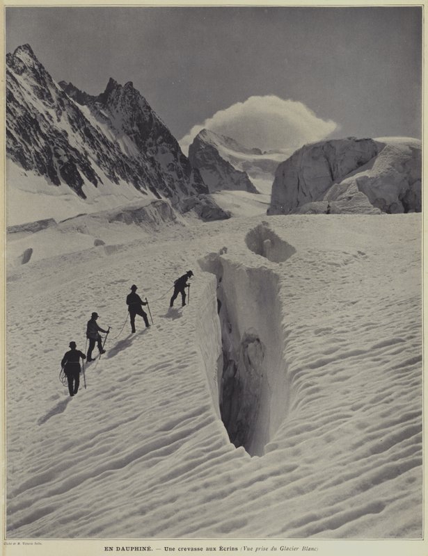 V oblasti Dauphine ve francouzských Alpách: trhlina na Glacier Blanc na Barre des Ecrins od Vittorio Sella