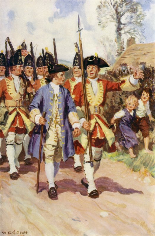 "Celý ten den seržant a mladý voják pochodovali společně" (barva litho) od W.R.S. (after) Stott