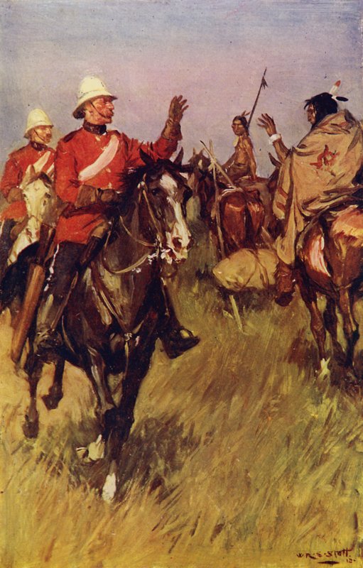Výměna pozdravů na prérii (barva litho) od W.R.S. (after) Stott
