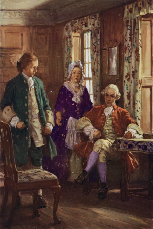 Blifil obviněn Allworthy (barevné lito) od W.R.S. (after) Stott