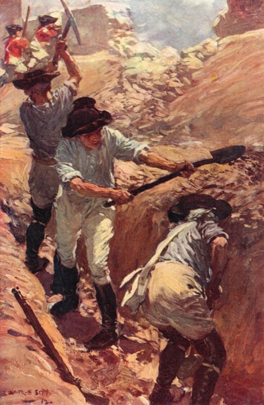 Clive in the Trenches at Arcot (color litho) od W.R.S. (after) Stott