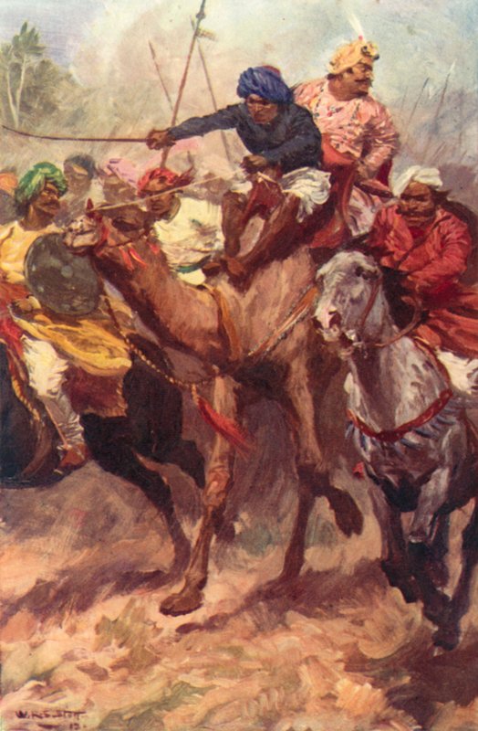 Útěk Suraja Dowla z Plassey (barevné lito) od W.R.S. (after) Stott