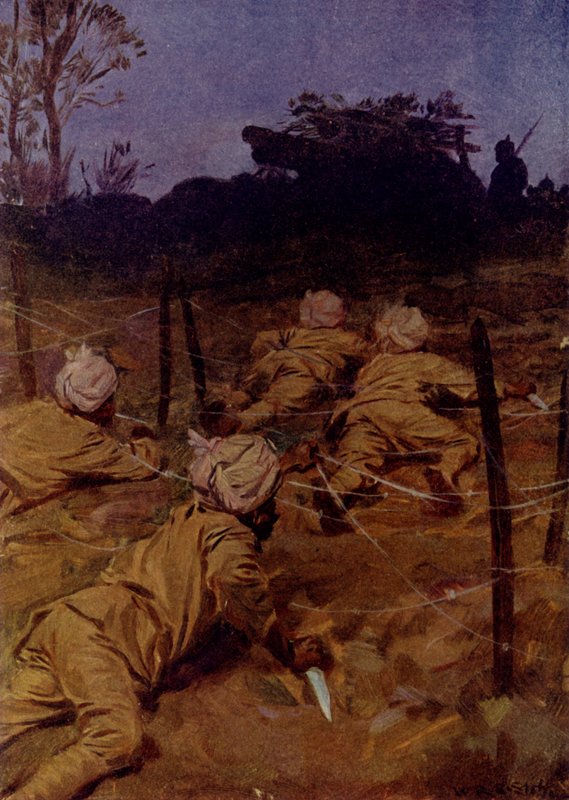 Indičtí vojáci se plížili vpřed tak tiše jako kočky (barva litho) od W.R.S. (after) Stott