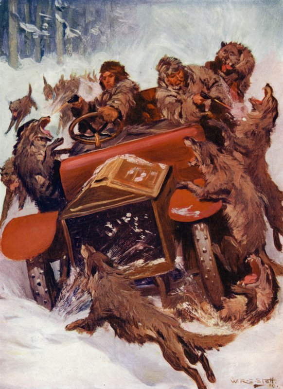 „Zdá se, že divoká stvoření přejela auto“ (barva litho) od W.R.S. (after) Stott