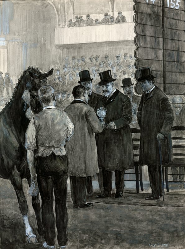 Král Edward VII na Hackney Horse Show předávání poháru od W.R.S. Stott