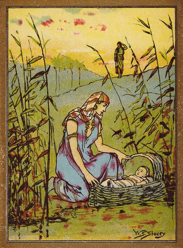 Nalezení Mojžíše (barevná litografie) od W.S. Stacey