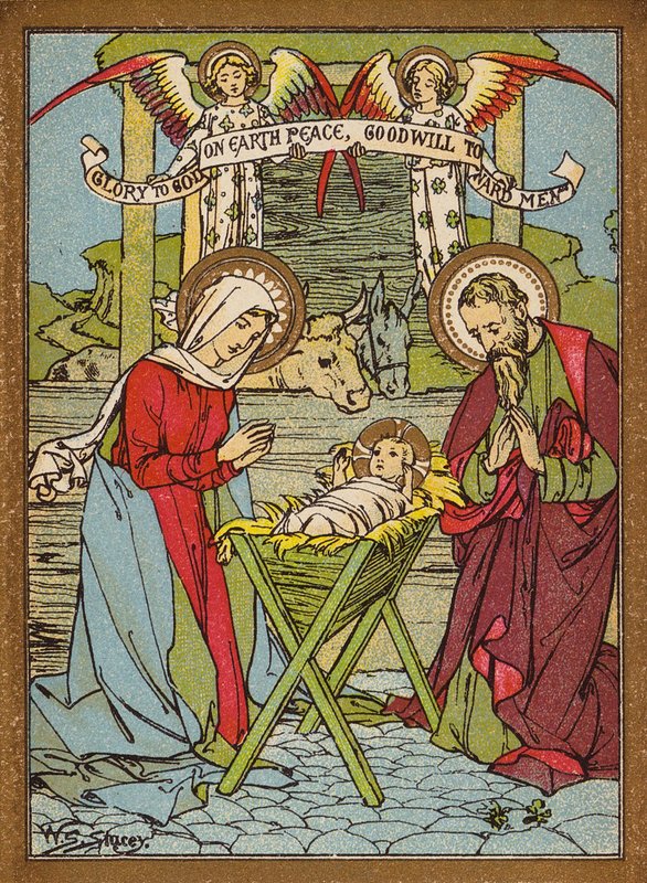 Narození Páně (barevná litografie) od W.S. Stacey