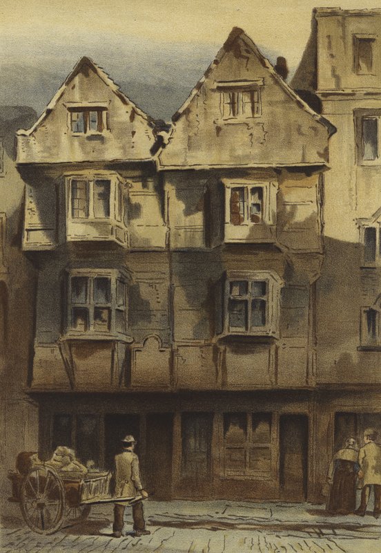 Staré domy, Wych Street, konec Drury Lane (chromolitho) od Waldo Sargeant
