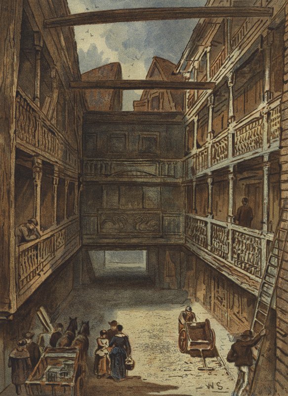 The Four Swans Inn, Bishopsgate (chromolitho) od Waldo Sargeant