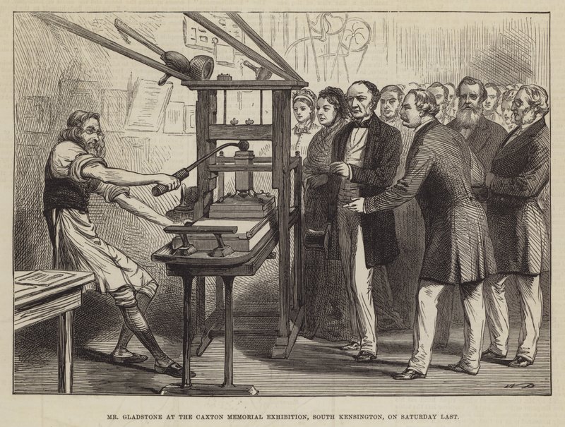 Pan Gladstone na výstavě Caxton Memorial Exhibition, South Kensington, minulou sobotu od Walter Paget