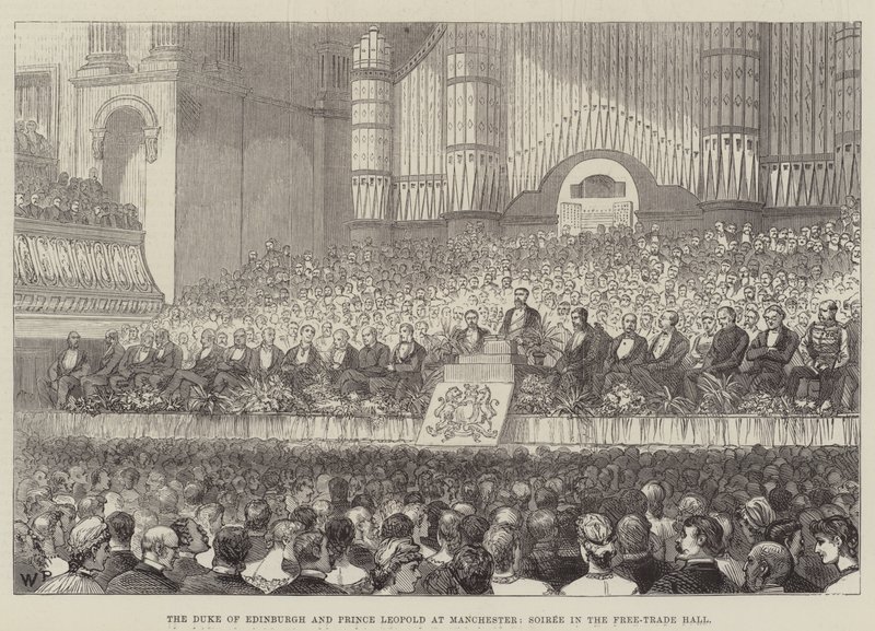 Vévoda z Edinburghu a princ Leopold v Manchesteru na večírku ve Free-Trade Hall od Walter Paget